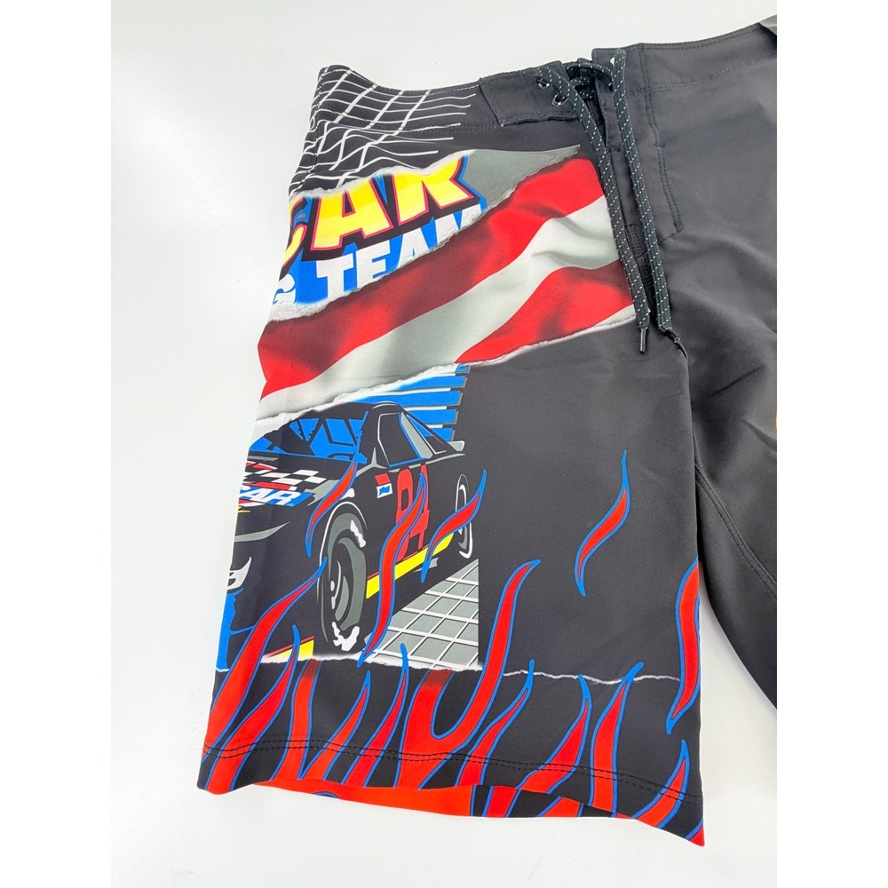 Hurley x NASCAR Racing 20” Phantom Boardshorts Men’s Size 30 Black Flames - Picture 3 of 5